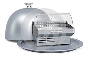 Restaurant cloche with refrigerated display case, 3D rendering