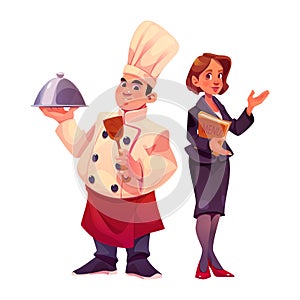 Restaurant cook chef and manager character vector