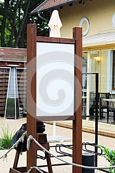 Restaurant copy space menu board mockup, blank white signboard empty space for advertising