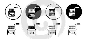 Restaurant deep fryer vector icon set collection. Restaurant deep fryer Outline flat Icon
