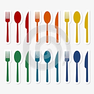 Restaurant design, fork spoon knife sticker set