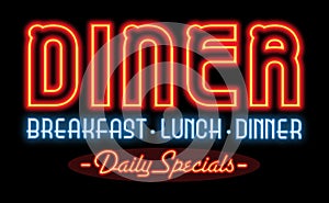 Restaurant Diner Neon Sign photo