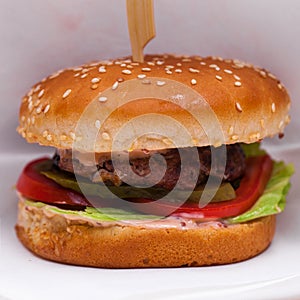 Restaurant dish - beef hamburger