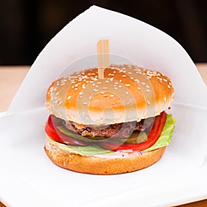 Restaurant dish - beef hamburger