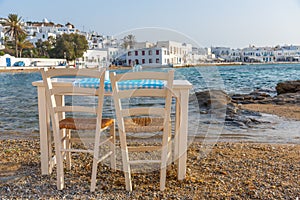 Restaurant facing old port of Mykonos, Greece