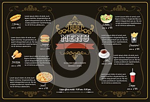 Restaurant Fast Foods menu on brown background vector format eps10