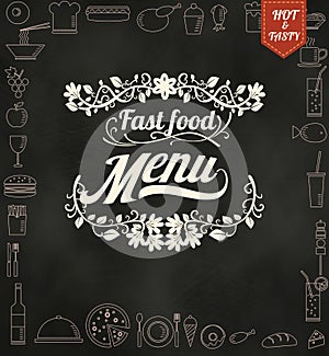 Restaurant Fast Foods menu burger on chalkboard vector format eps10