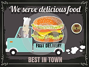 Restaurant Fast Foods menu burger with cheif cook fast delivery