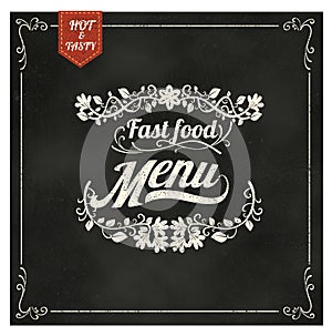 Restaurant Fast Foods menu on chalkboard vector format eps10