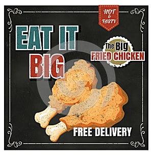 Restaurant Fast Foods menu fried chicken on chalkboard vector format eps10