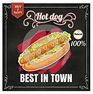 Restaurant Fast Foods menu hotdog on chalkboard vector format eps10