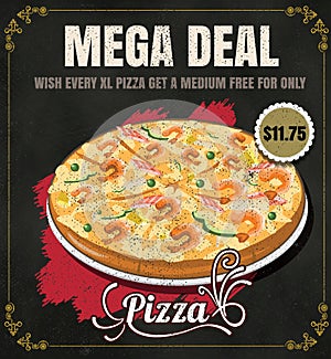 Restaurant Fast Foods menu pizza on chalkboard vector format eps10