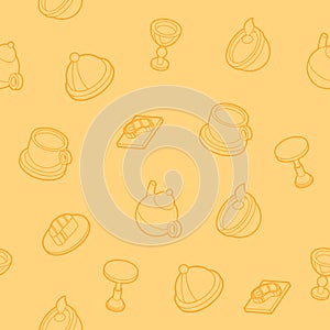 Restaurant flat outline isometric pattern