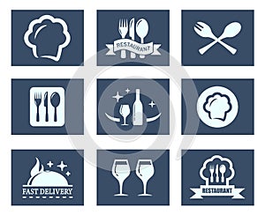 Restaurant food icons set