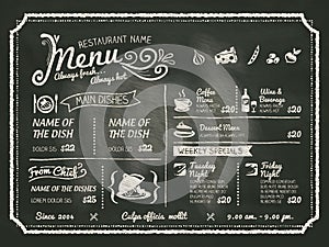 Restaurant Food Menu Design with Chalkboard Background