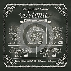 Restaurant Food Menu Design with Chalkboard Background