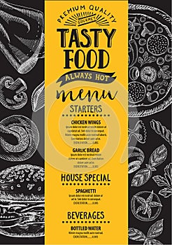 Restaurant food menu, template design.