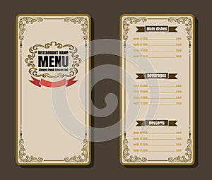 Restaurant Food Menu Vintage Design with Background vector format eps10