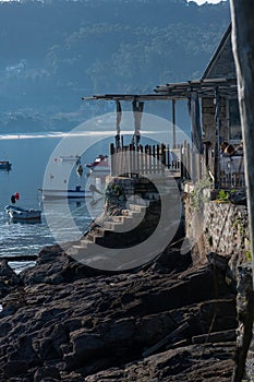 Restaurant in the Galician coastline. Restaurant in fishing port