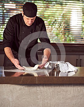 Restaurant hotel private chef preparing making bread