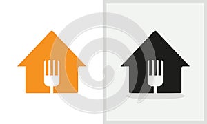 Restaurant House logo design. Home logo with Fork, spon concept vector. Restaurant and Home logo design