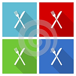 Restaurant icon set, flat design vector illustration in eps 10 for webdesign and mobile applications in four color options