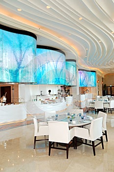 Restaurant interior of the luxury hotel