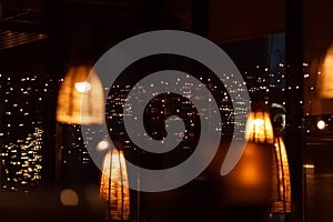 Restaurant interior at night