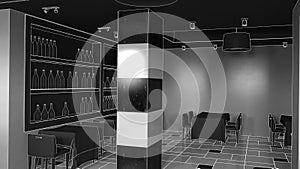 Restaurant, interior visualization, 3D illustration