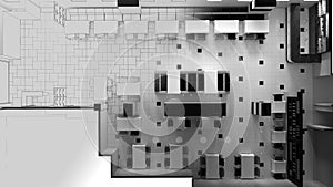 Restaurant, interior visualization, 3D illustration