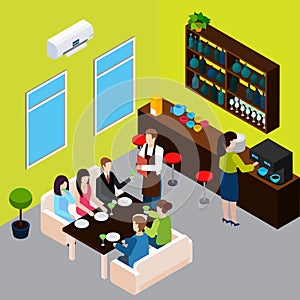 Restaurant Isometric Composition