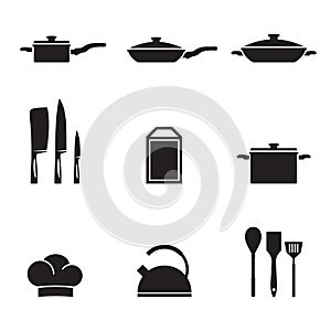 Restaurant kitchen and cooking icons