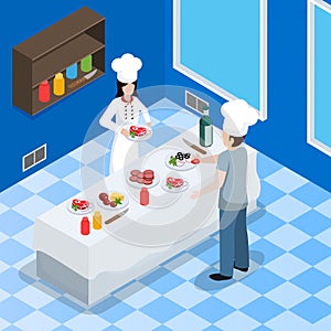 Commercial Kitchen Interior Isometric Composition