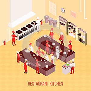 Restaurant Kitchen Isometric Composition