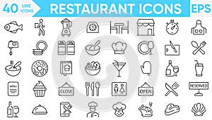 Restaurant line icons vector and illustrator set