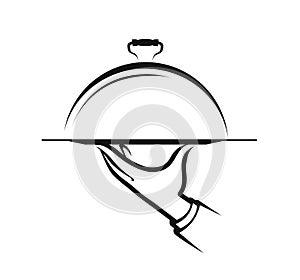Restaurant logo or label. Menu, food service symbol. Vector illustration