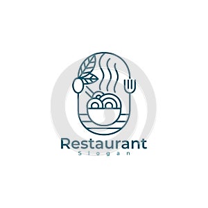 Restaurant logo, noodle icon template, line style design