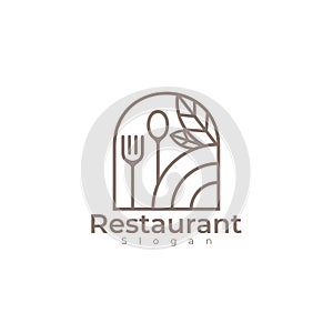 Restaurant logo with simple and classic design, line style