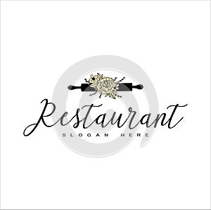 Restaurant logo template,retro style restorant logo