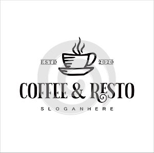 Restaurant logo, vintage style coffe and resto