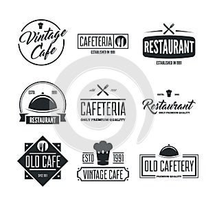 Restaurant Logos, Badges and Labels Design Elements set in vintage style