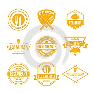 Restaurant Logos, Badges and Labels Design Elements set in vintage style