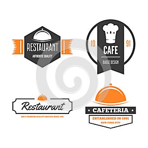 Restaurant Logos, Badges and Labels Design Elements set in vintage style