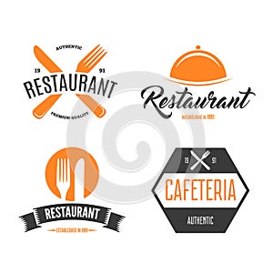 Restaurant Logos, Badges and Labels Design Elements set in vintage style