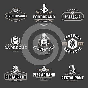 Restaurant logos templates vector objects set. Logotypes or badges design.