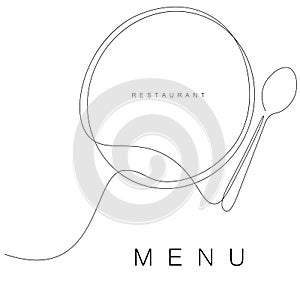 Restaurant menu background deign with plate and spoon vector