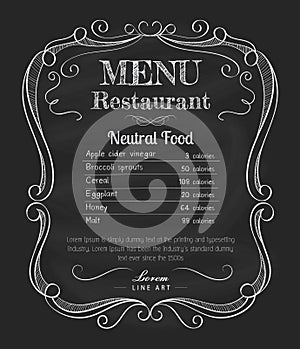 Restaurant menu blackboard vintage hand drawn frame label vector