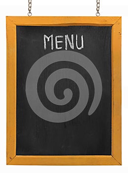 Restaurant menu board on blackboard