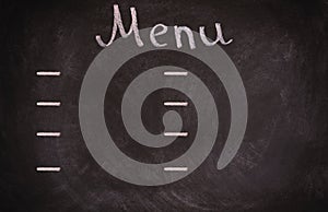 Restaurant menu board on blackboard. isolated over