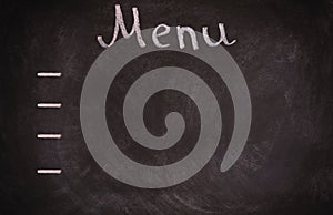 Restaurant menu board on blackboard. isolated over white background